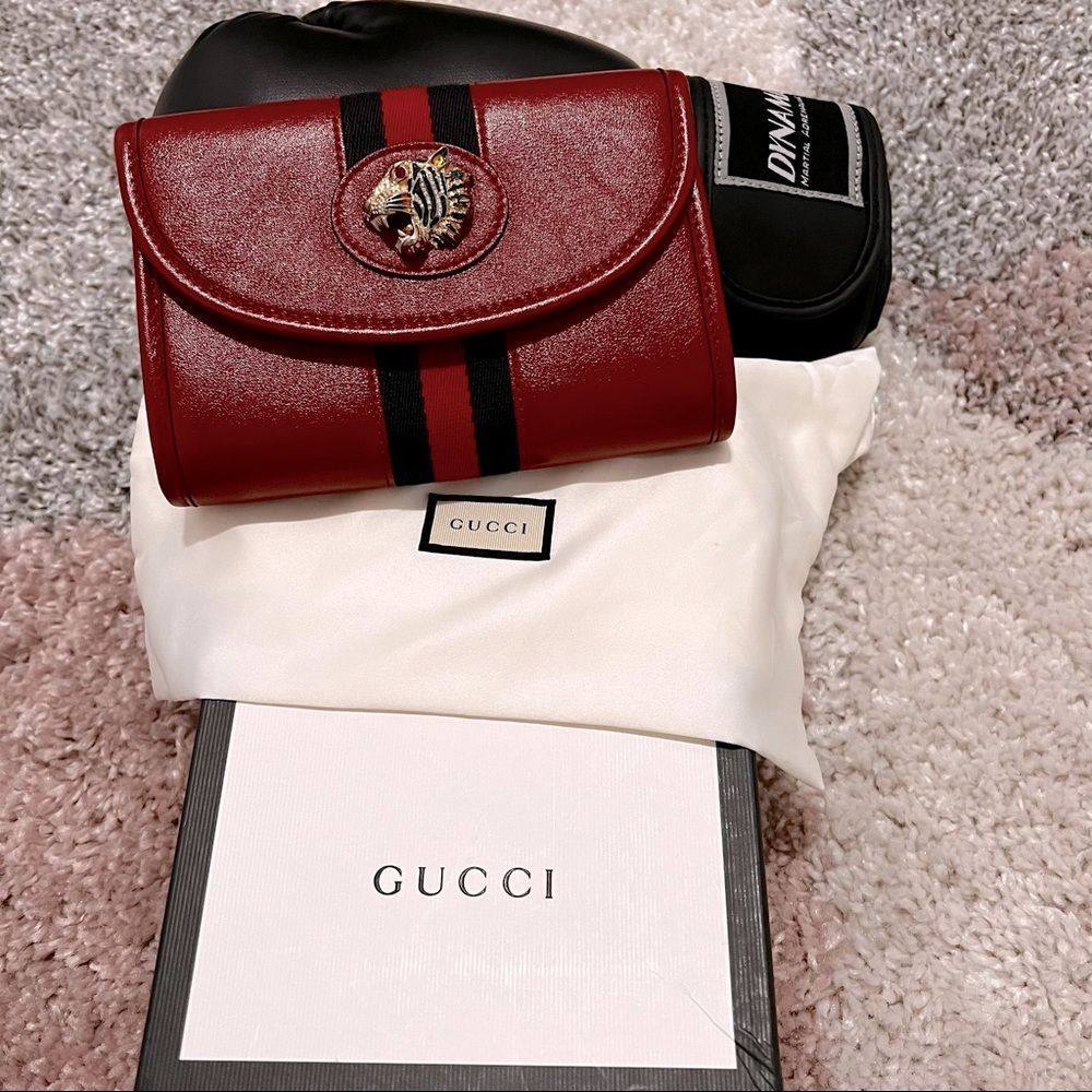 Gucci Rajah Mini Leather Shoulder Bag In Red -Authentic